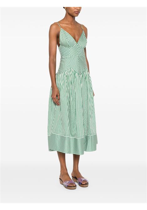 Green striped cotton midi dress Farm rio - women FARM RIO | 33582425012